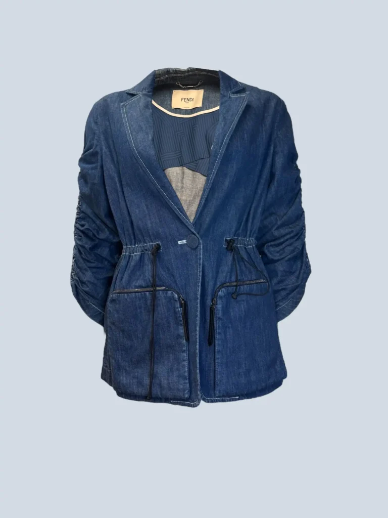 Blazer in denim di cotone con coulisse, 40.