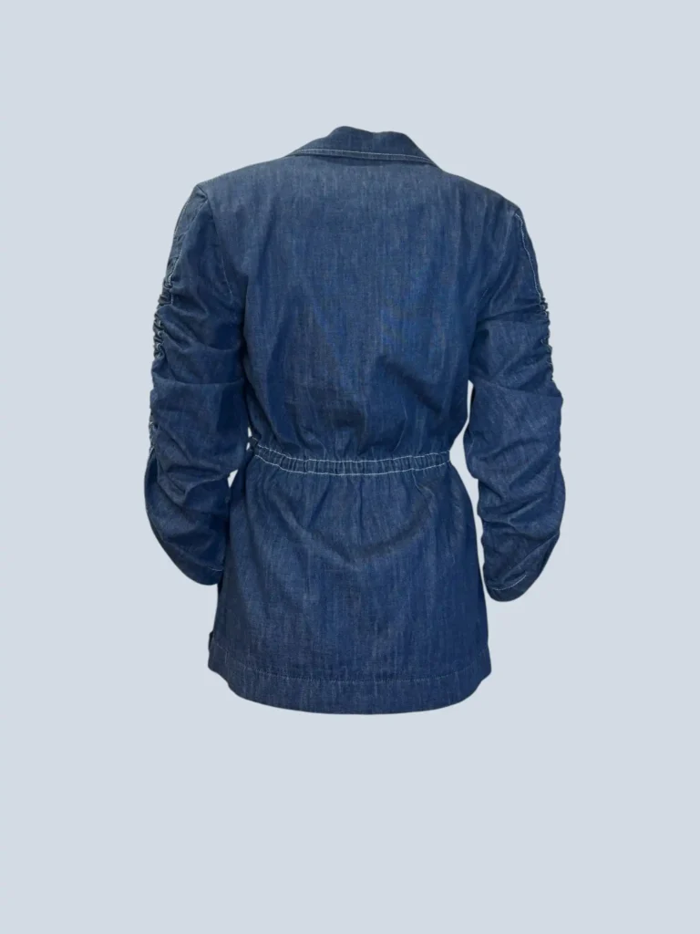 Blazer in denim di cotone con coulisse, 40., foto 3 di 5