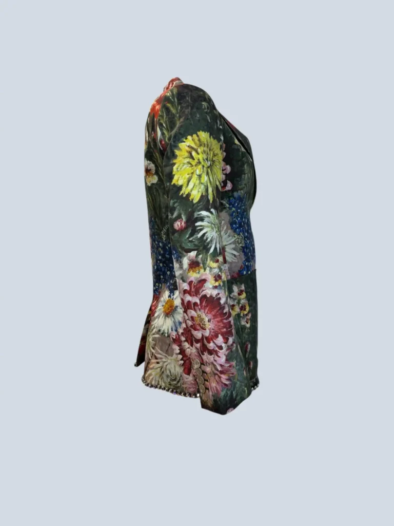 Blazer Garden in misto lana jacquard floreale e cristalli, 38., foto 3 di 7