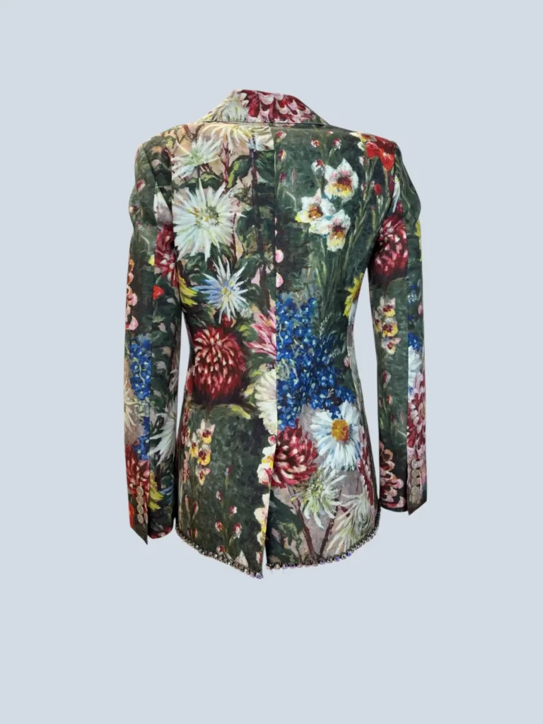 Blazer Garden in misto lana jacquard floreale e cristalli, 38., foto 2 di 7