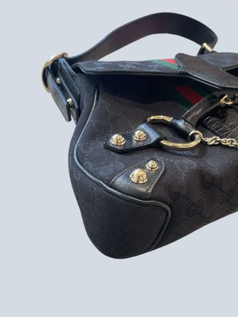 Horsebit Monogram canvas and leather shoulder bag, photo 11 of 14