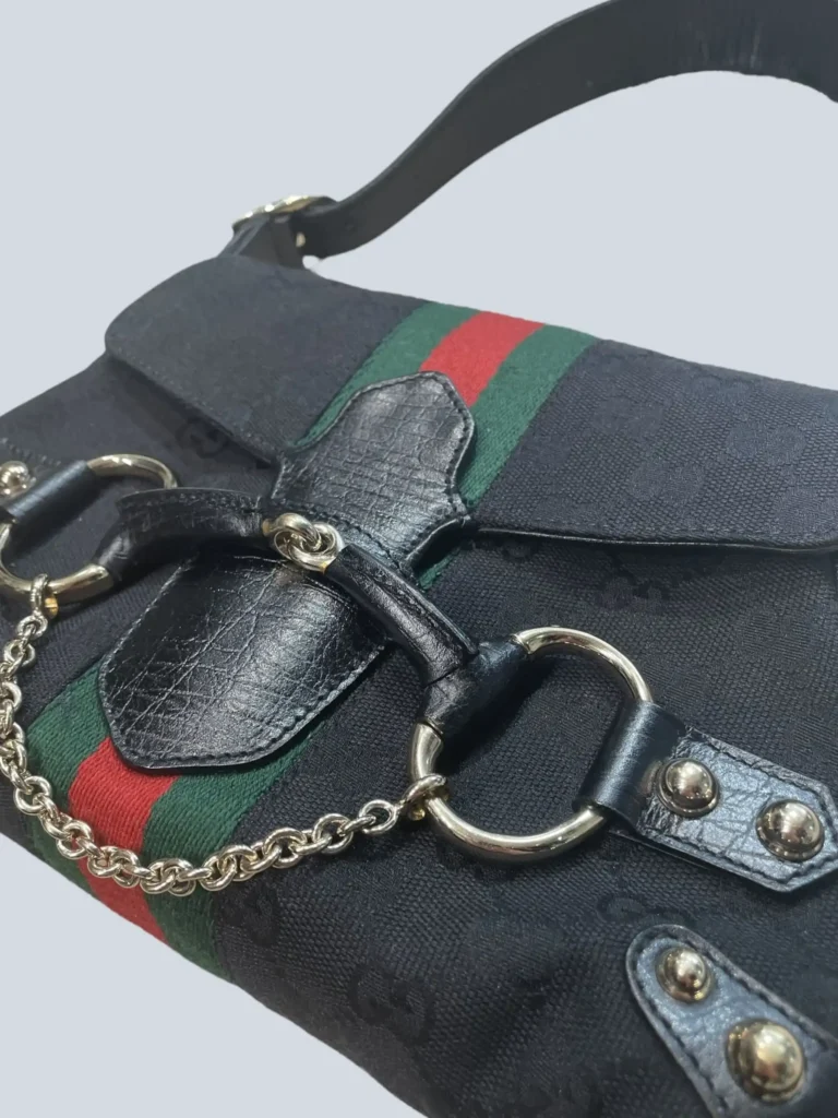 Horsebit Monogram canvas and leather shoulder bag, photo 13 of 14