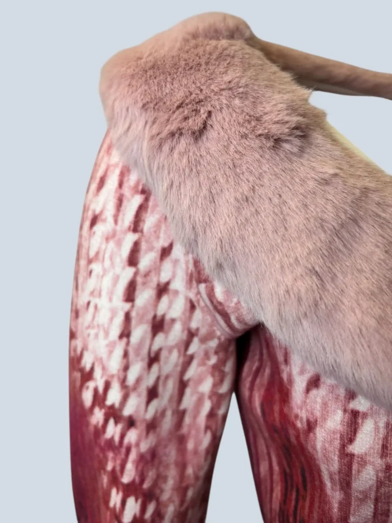 Patterned cropped cardigan with faux fur collar, S., photo 4 of 7
