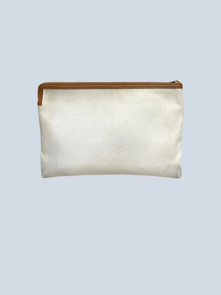 Pochette in canvas e pelle con logo., foto 2 di 7