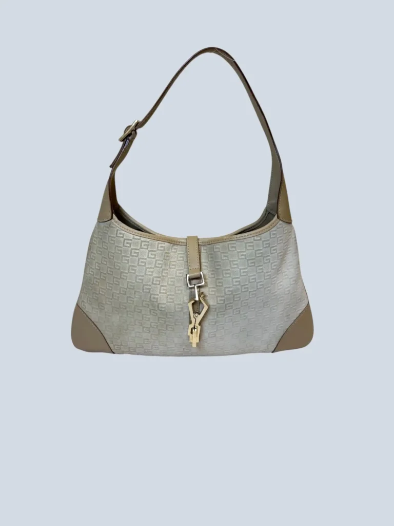 Borsa a spalla Jackie in suede G in rilievo.