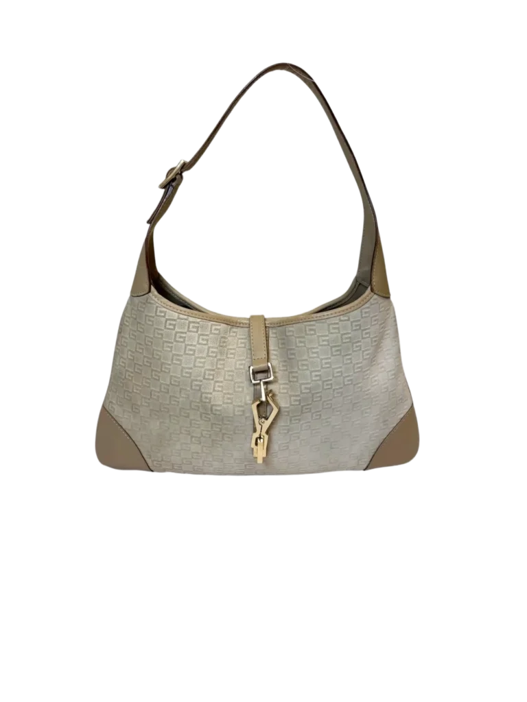 Borsa a spalla Jackie in suede G in rilievo.