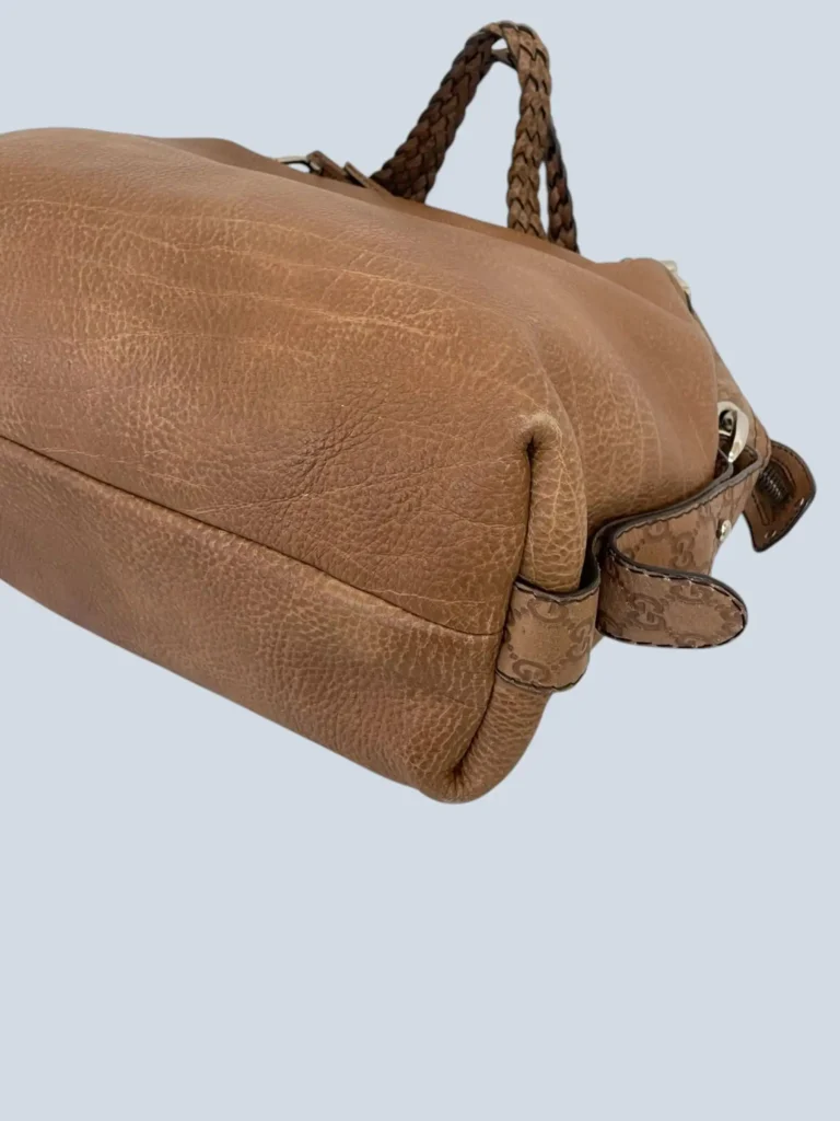 Borsa tote in pelle martellata con dettagli bamboo., foto 11 di 16