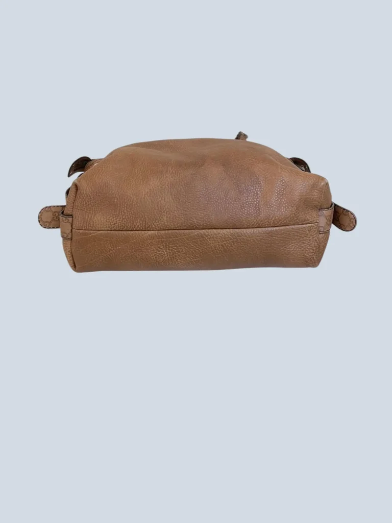 Borsa tote in pelle martellata con dettagli bamboo., foto 5 di 16