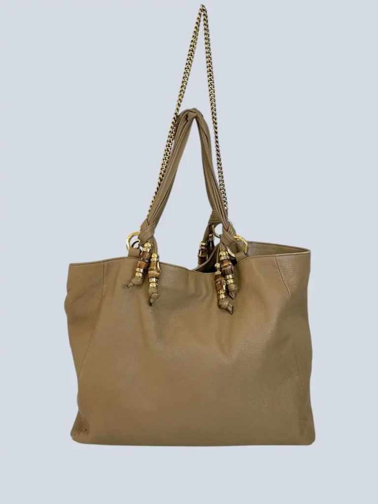 Borsa tote a spalla Bamboo Jungle in pelle martellata.