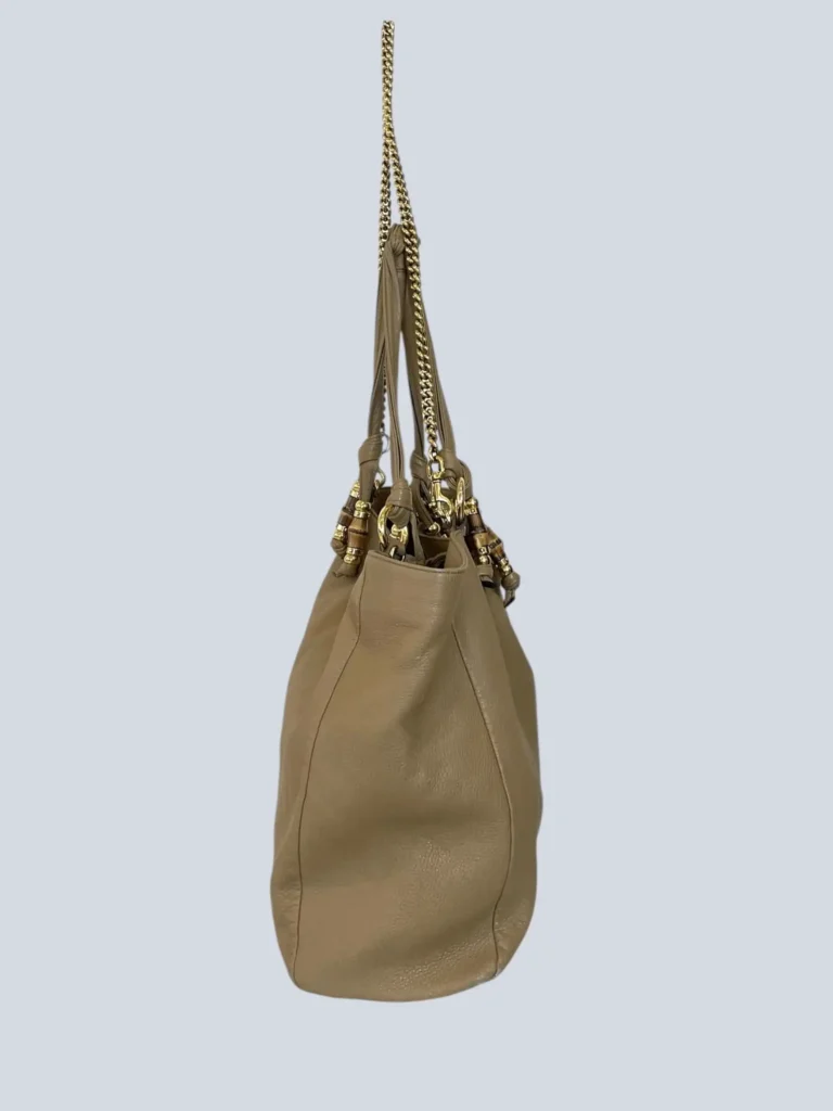 Borsa tote a spalla Bamboo Jungle in pelle martellata., foto 3 di 15