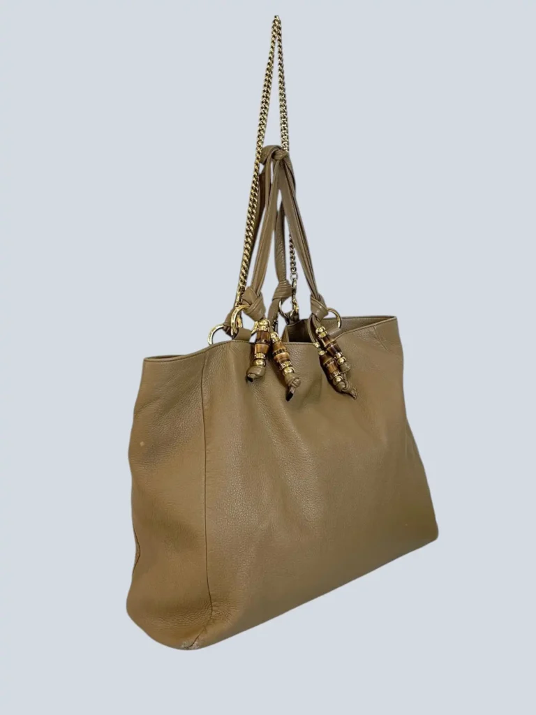 Borsa tote a spalla Bamboo Jungle in pelle martellata., foto 2 di 15