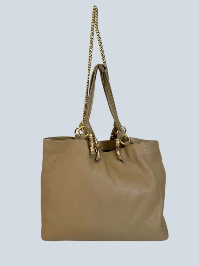 Borsa tote a spalla Bamboo Jungle in pelle martellata., foto 4 di 15