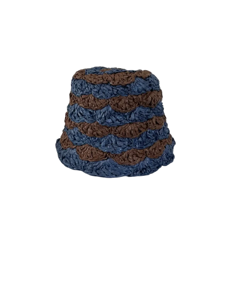 Cappello bucket bicolore all'uncinetto, M.