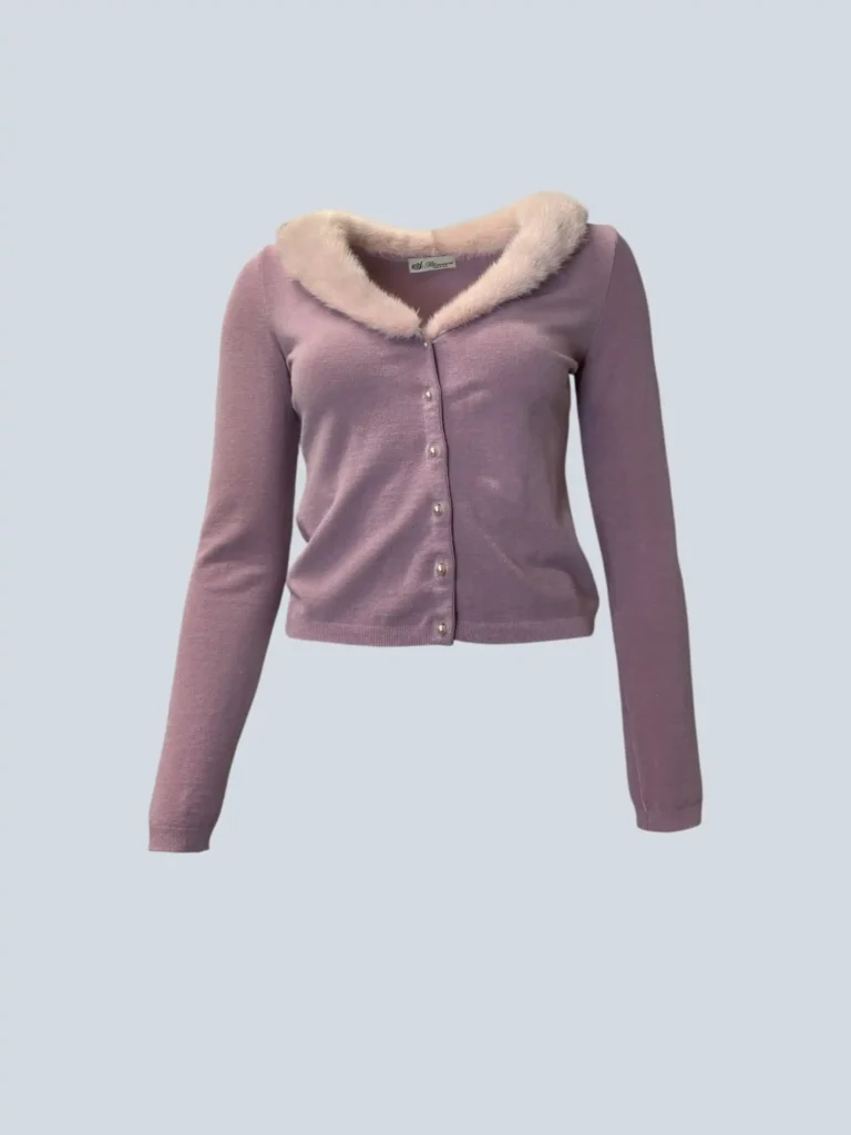 Viscose cardigan with mink collar, 42.