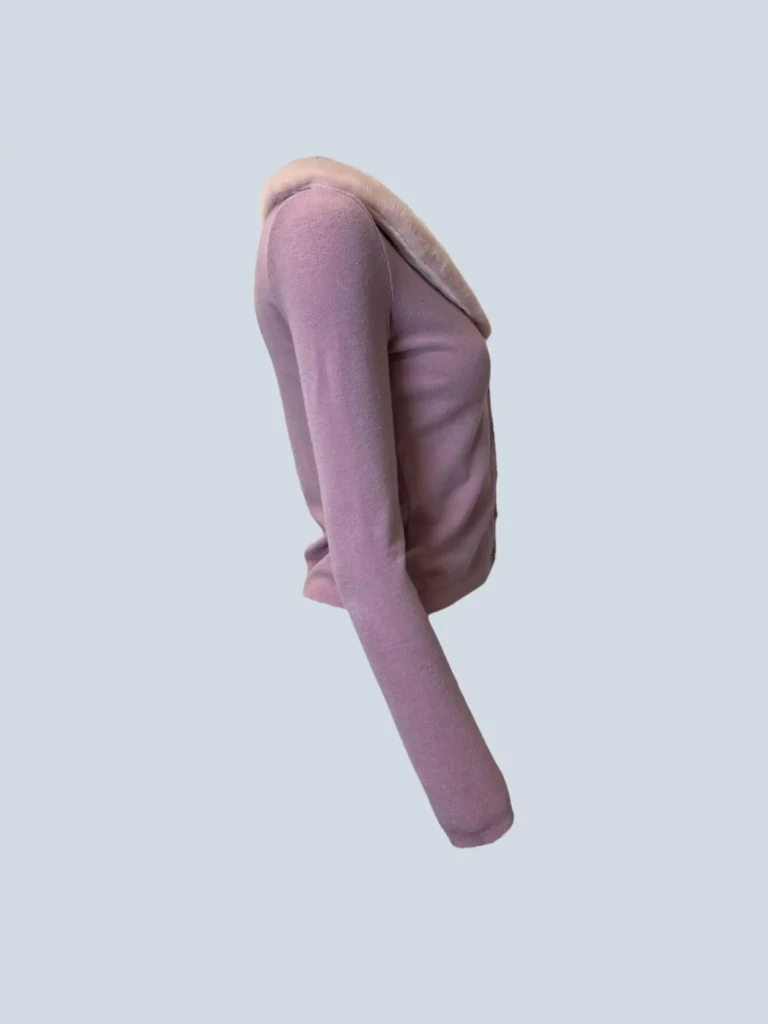 Viscose cardigan with mink collar, 42., photo 2 of 7