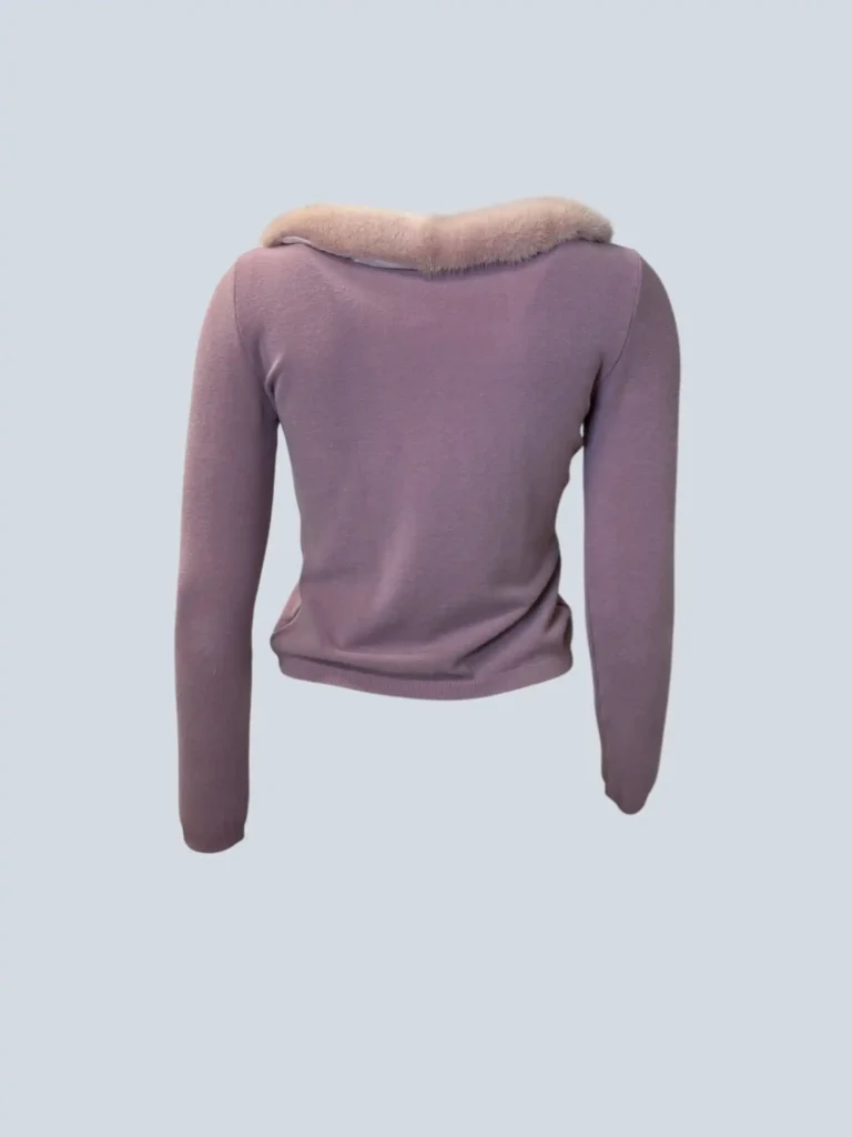 Viscose cardigan with mink collar, 42., photo 3 of 7
