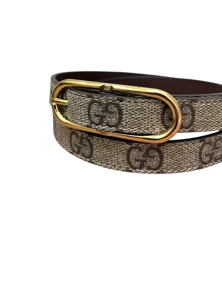 Cintura in tela Monogram e pelle, 65., foto 3 di 4