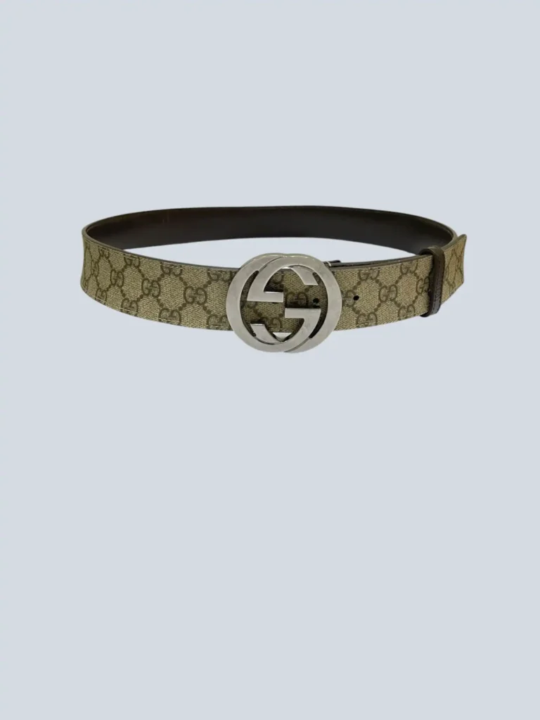 Interlocking Monogram canvas and leather belt, 95.