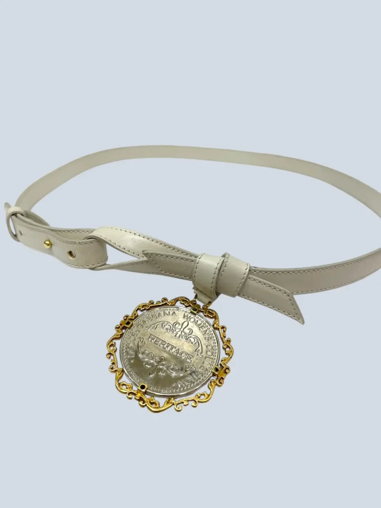 Leather belt with Heritage charm, 85., photo 3 of 6