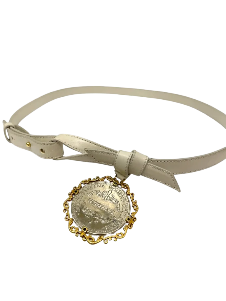 Leather belt with Heritage charm, 85., photo 3 of 6