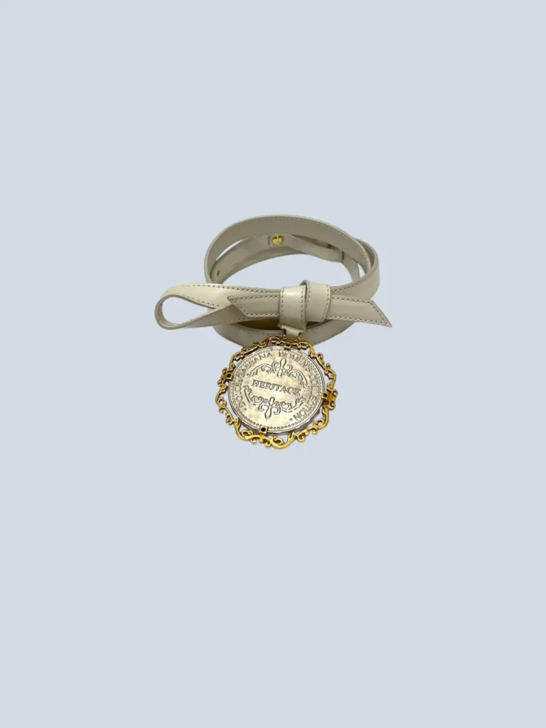 Leather belt with Heritage charm, 85., photo 2 of 6