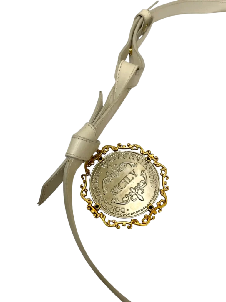Leather belt with Heritage charm, 85., photo 5 of 6
