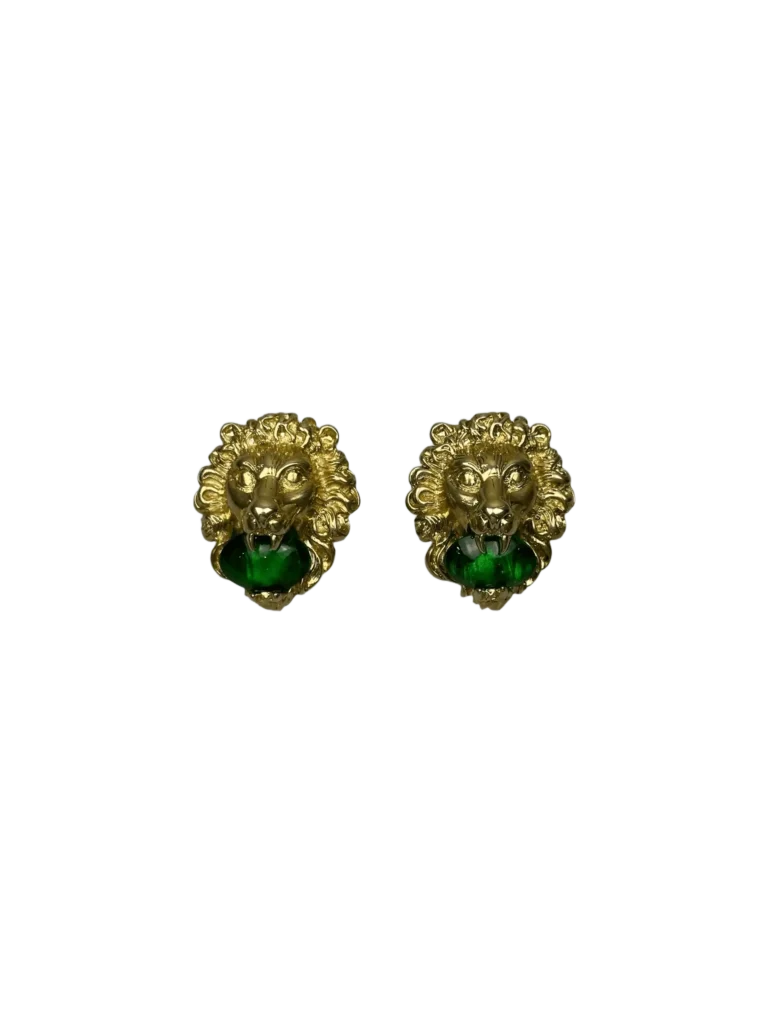 Orecchini a clip testa di leone con cristallo Swarovski.