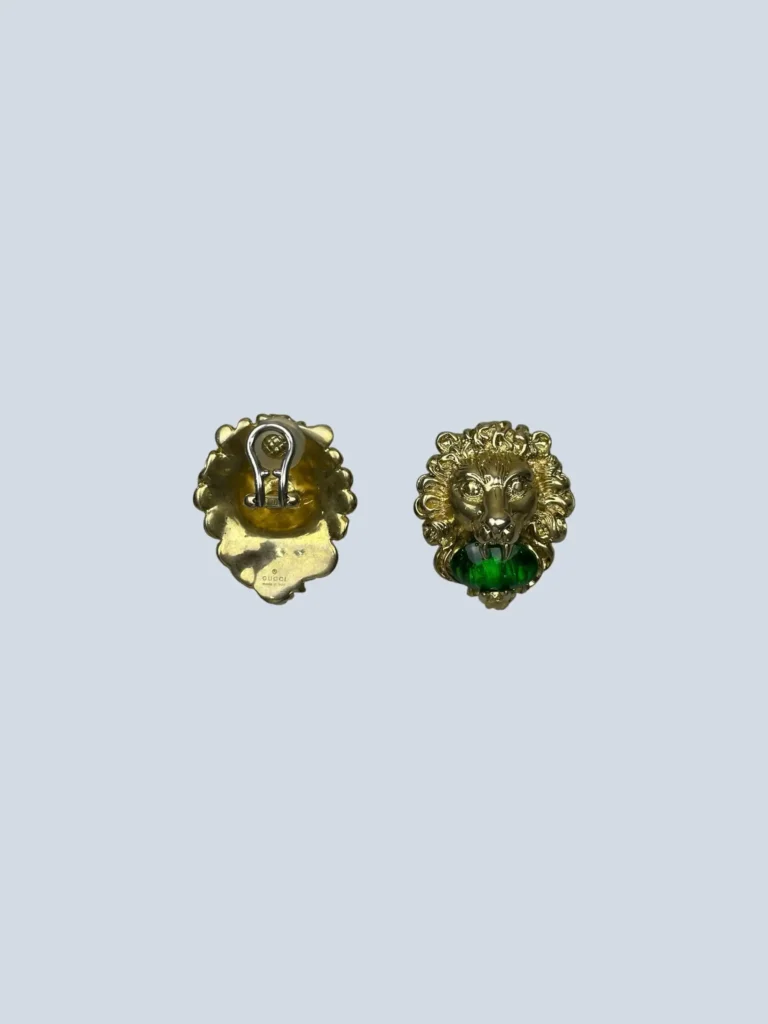 Lion head clip-on earrings with Swarovski crystal, photo 2 of 4