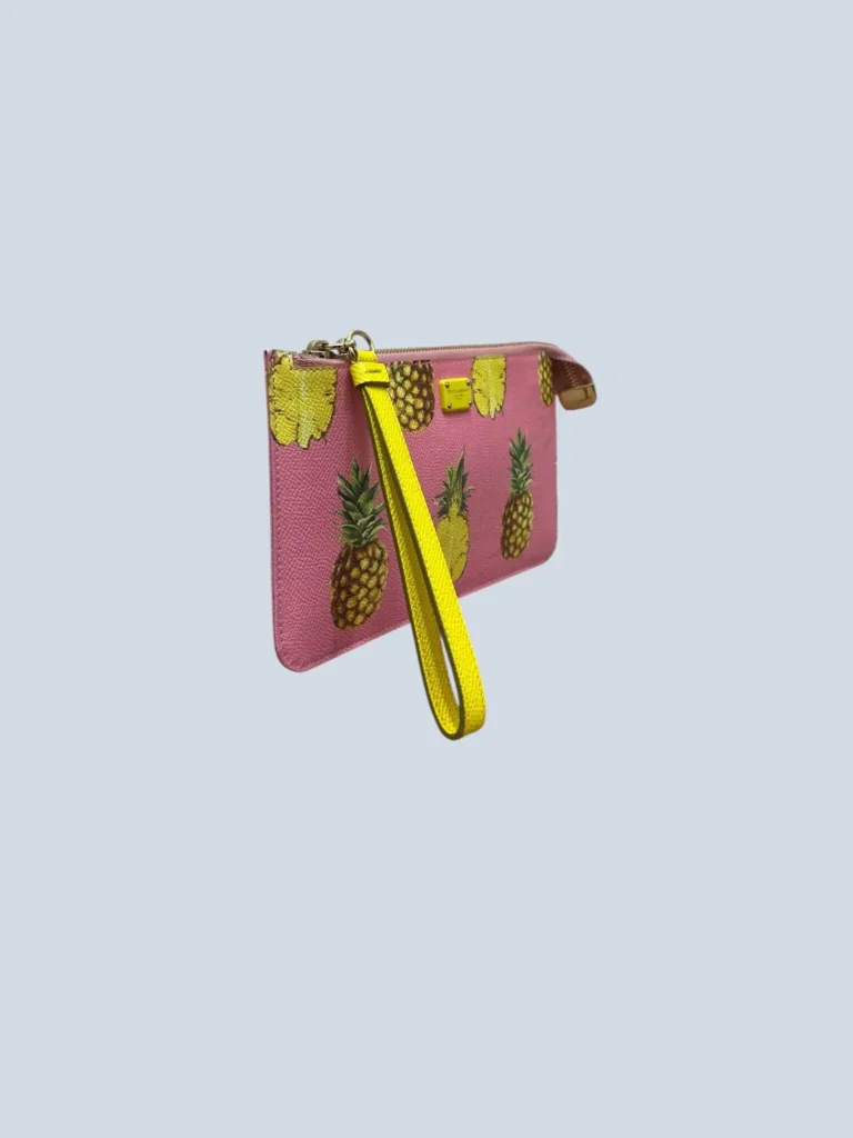 Pochette in pelle martellata stampa ananas., foto 2 di 9