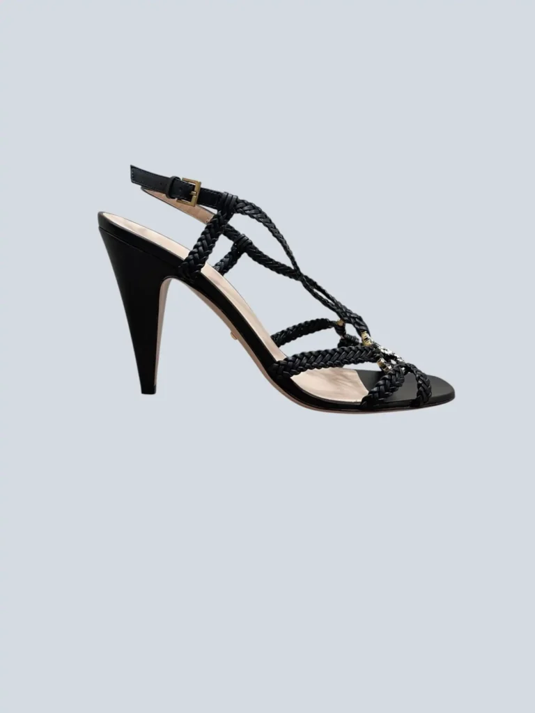 Sandali Crystal Interlocking GG in pelle intrecciata, 40.