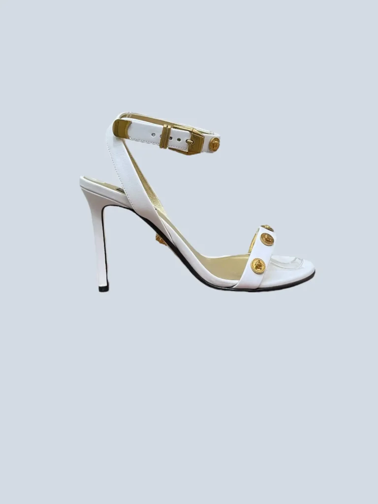 Sandali in pelle con borchie Medusa, 36.