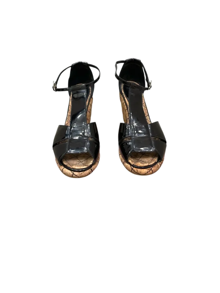 Patent and cork wedge sandals, 37., photo 3 of 7