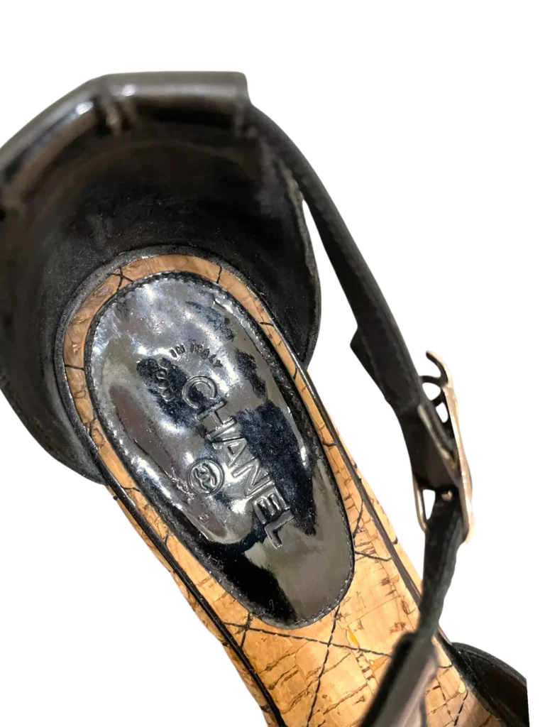 Patent and cork wedge sandals, 37., photo 6 of 7