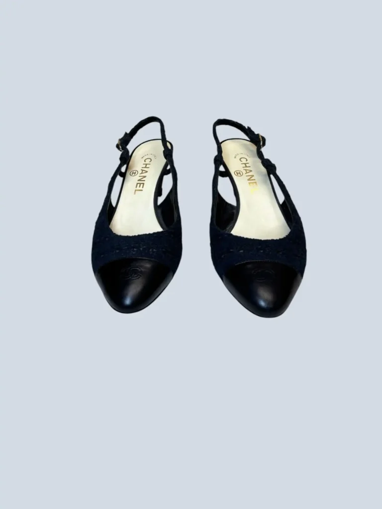 Slingback lanetta crochet con punta in pelle logo, 38,5., foto 3 di 9