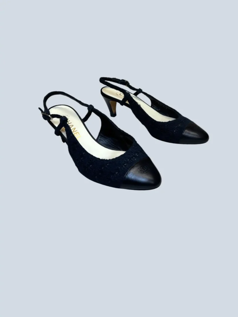 Slingback lanetta crochet con punta in pelle logo, 38,5., foto 2 di 9