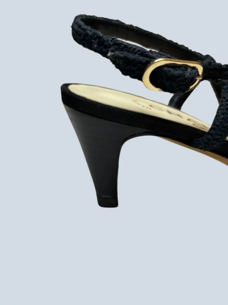 Slingback lanetta crochet con punta in pelle logo, 38,5., foto 6 di 9