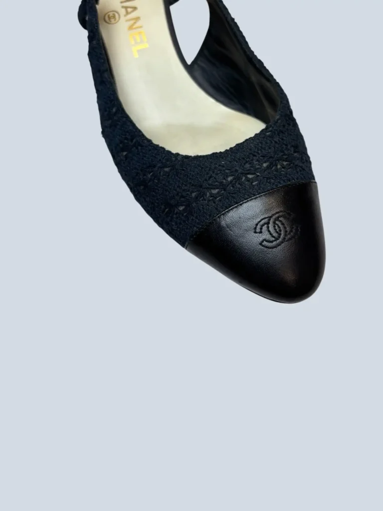 Slingback lanetta crochet con punta in pelle logo, 38,5., foto 7 di 9