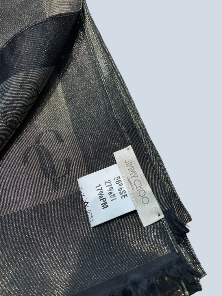 Stola in seta e lurex con logo JC all over., foto 3 di 4