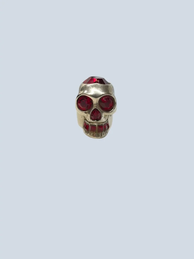 Anello a teschio in metallo con strass, 15.