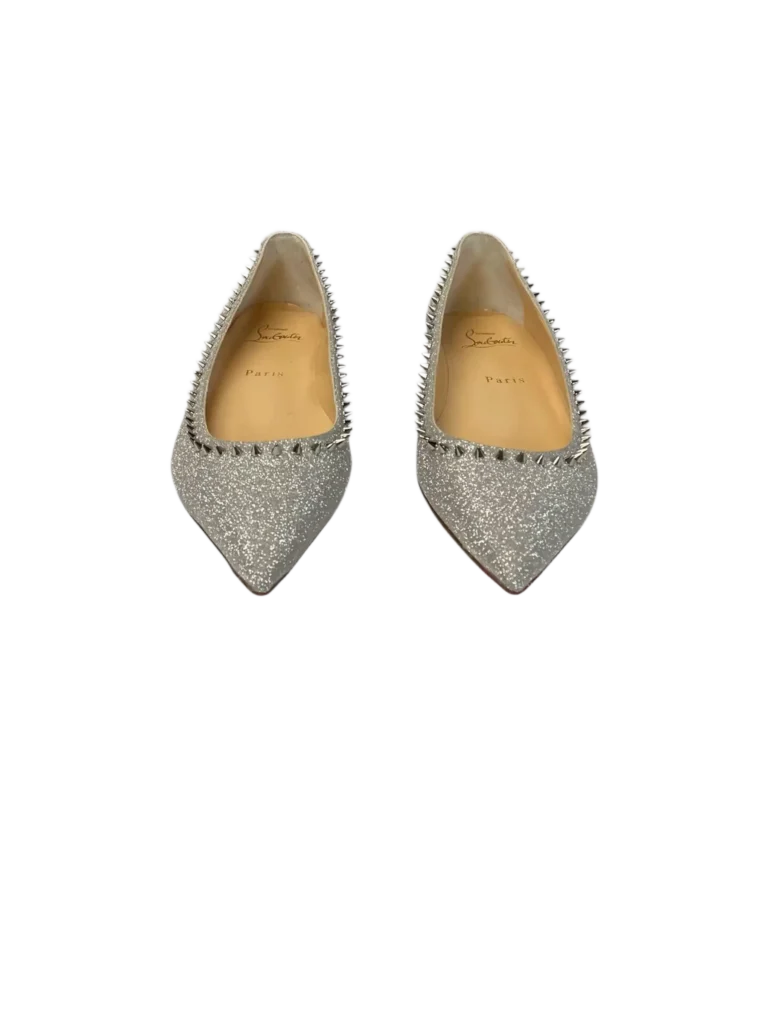 Anjalina glitter leather and studded ballerinas, 37., photo 3 of 5