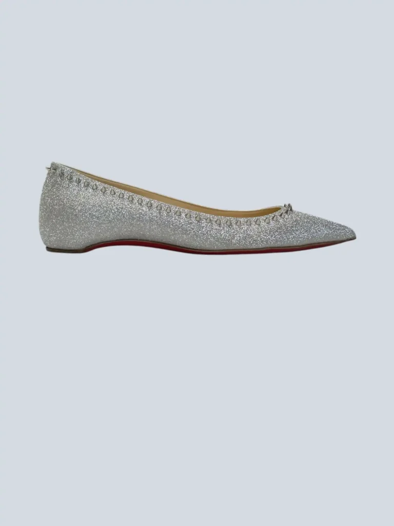 Ballerine Anjalina in pelle con glitter e borchie, 37.