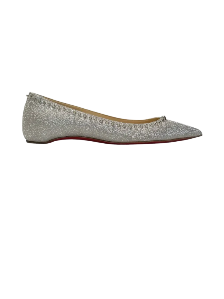 Ballerine Anjalina in pelle con glitter e borchie, 37.
