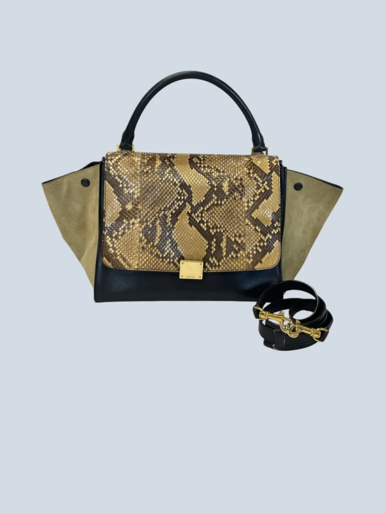 Borsa a spalla Trapeze Medium in pitone e suede.