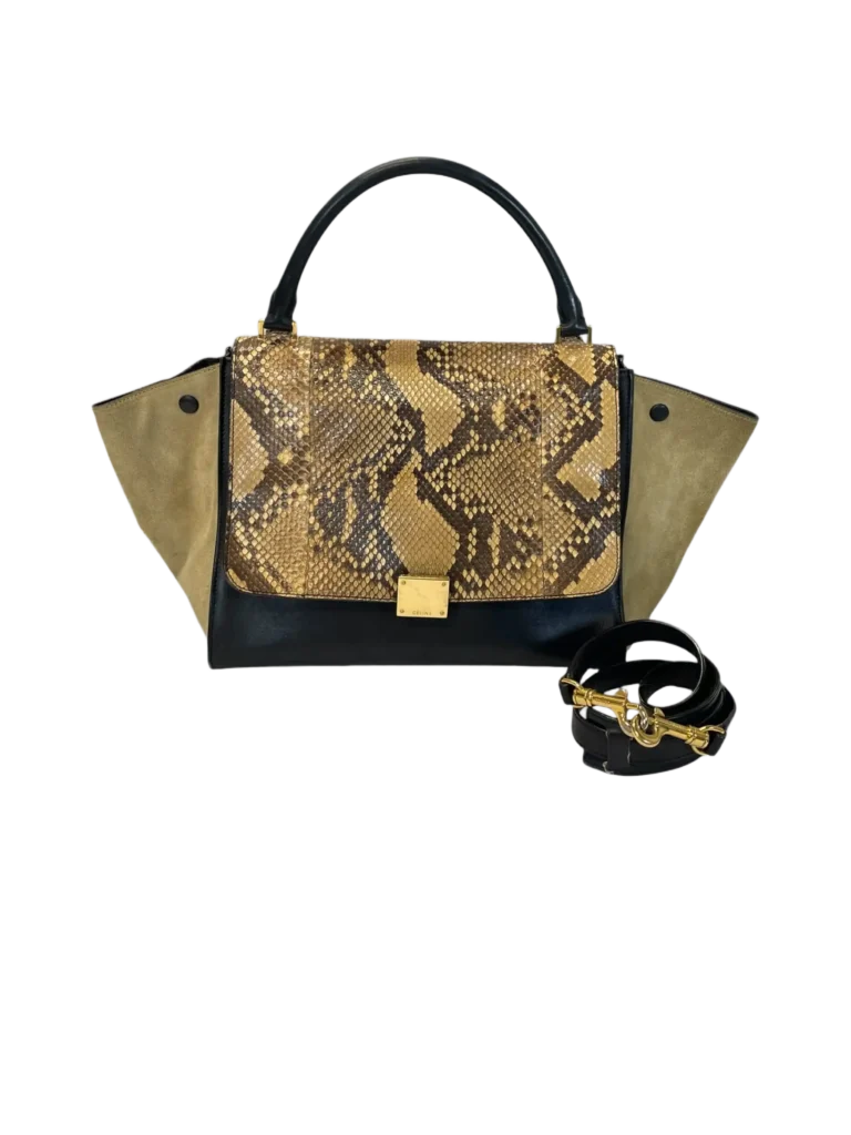 Borsa a spalla Trapeze Medium in pitone e suede.