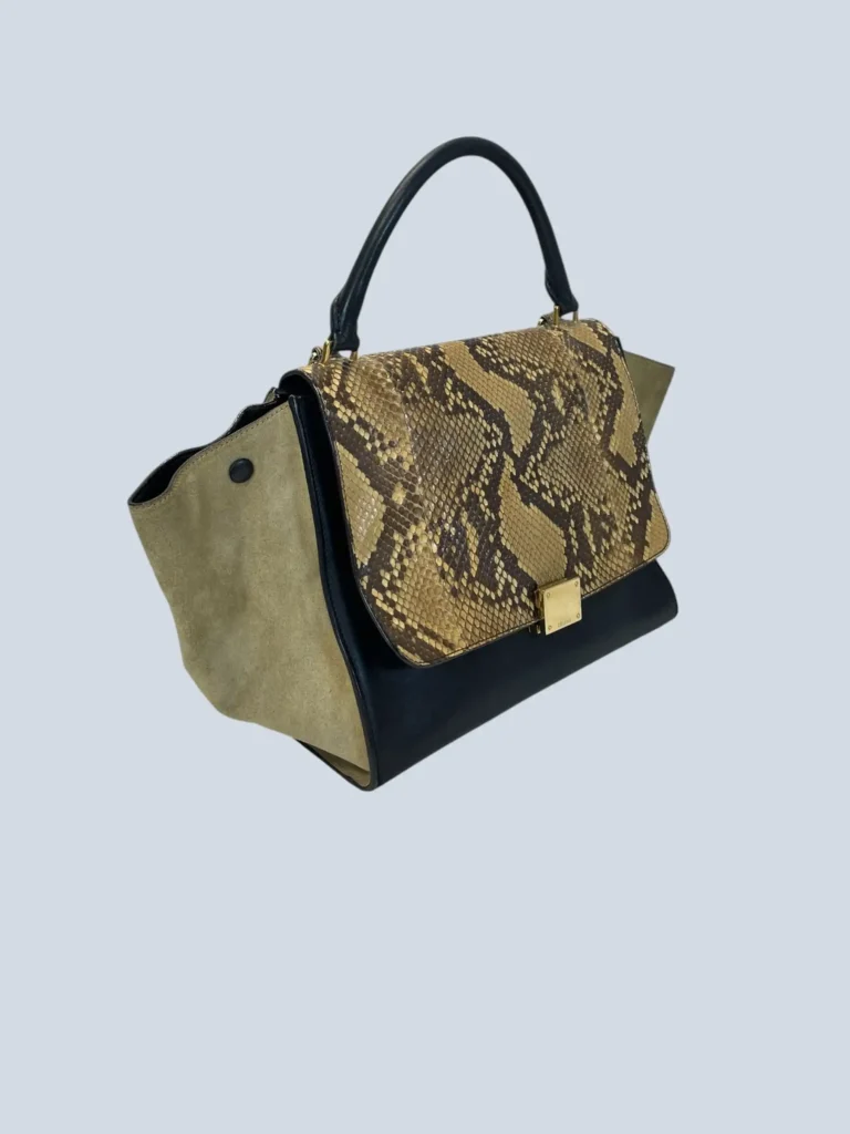 Borsa a spalla Trapeze Medium in pitone e suede., foto 3 di 19