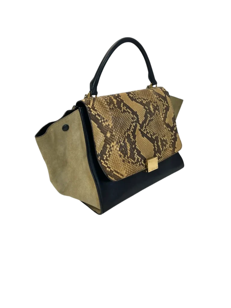 Trapeze Medium python and suede shoulder bag, photo 3 of 19