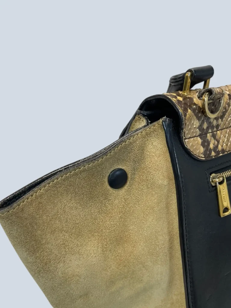 Borsa a spalla Trapeze Medium in pitone e suede., foto 18 di 19