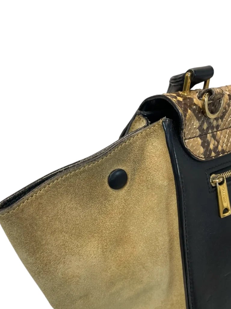 Trapeze Medium python and suede shoulder bag, photo 18 of 19