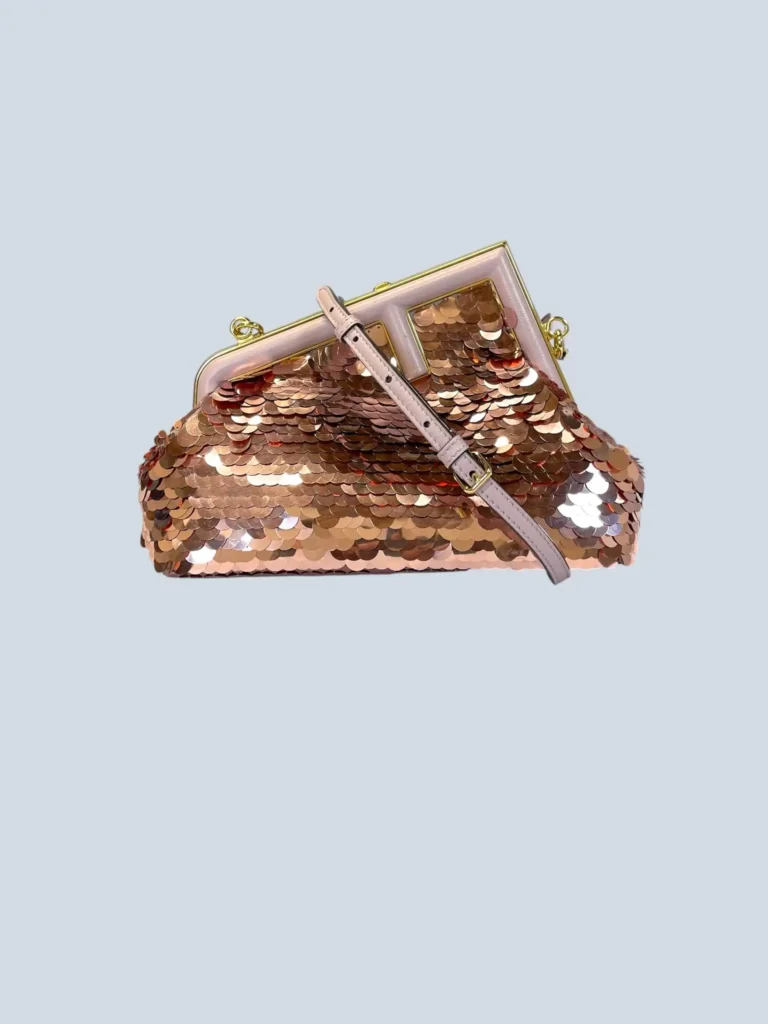 Borsa a tracolla First piccola in paillettes.
