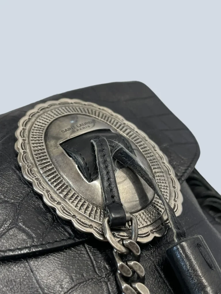 Borsa a tracolla Anita in pelle stampa coccodrillo e frange., foto 9 di 11